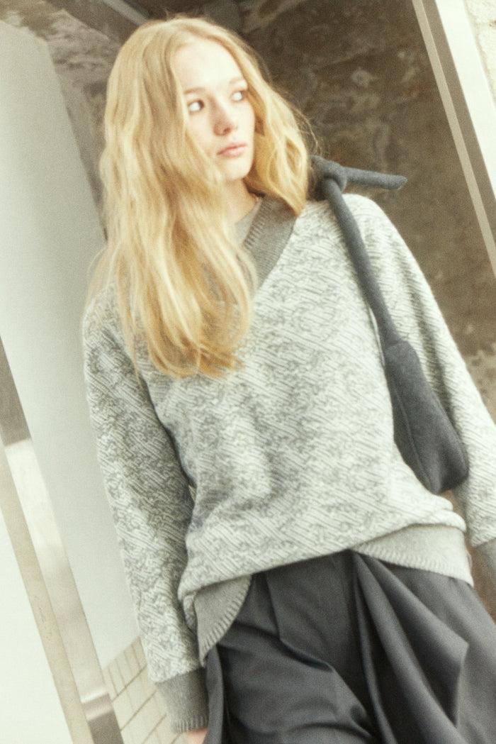 goen.j Layered shirt raw-edge cut pants CHARCOAL