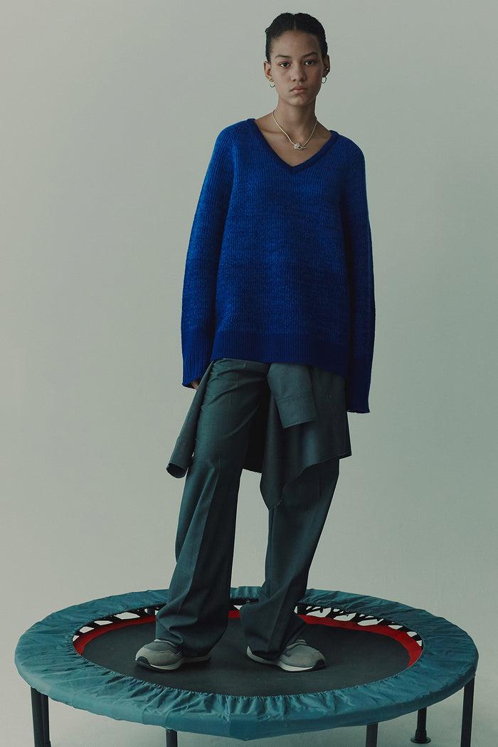 Goen.j Layered Shirt Raw-edge Cut Pants GREY