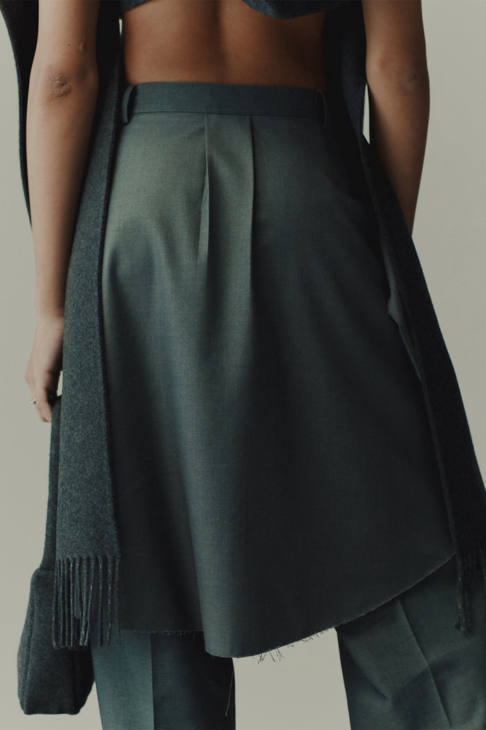 Goen.j Layered Shirt Raw-edge Cut Pants GREY