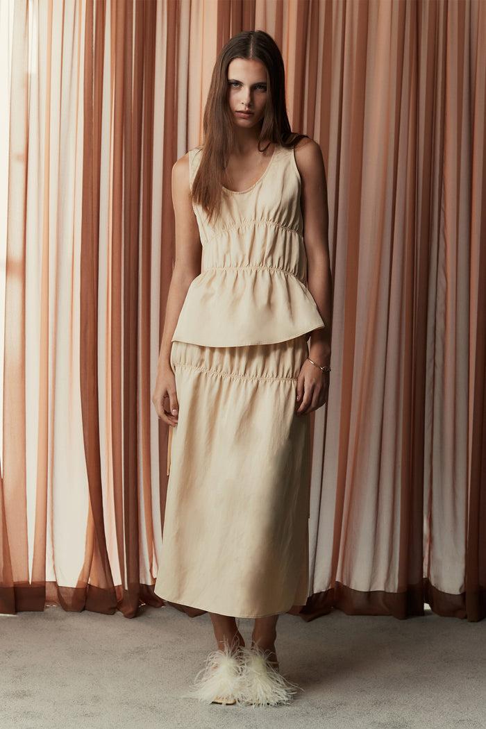 Goen.j Lightweight Ruched Midi Skirt BUTTER