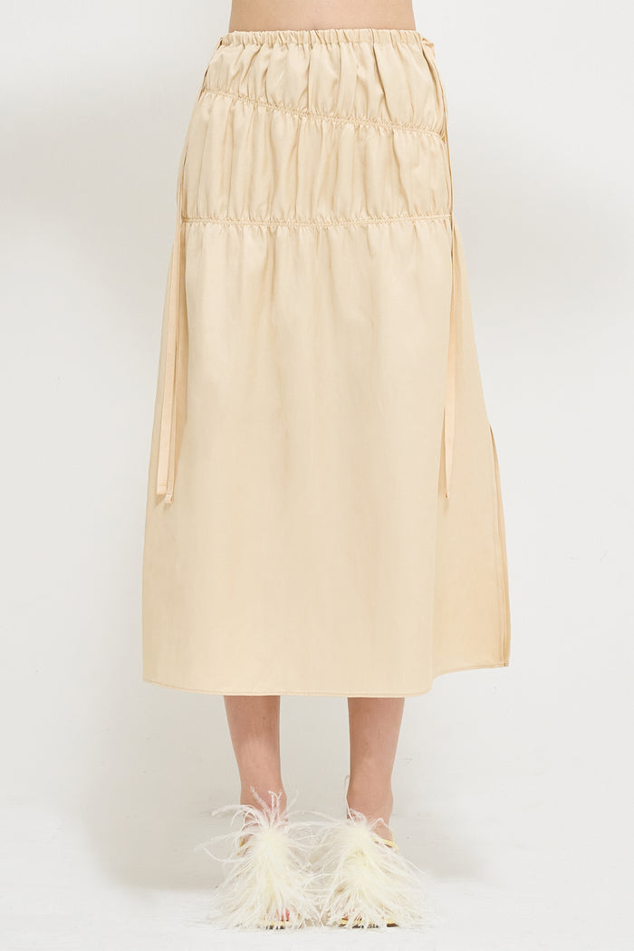 Goen.j Lightweight Ruched Midi Skirt BUTTER