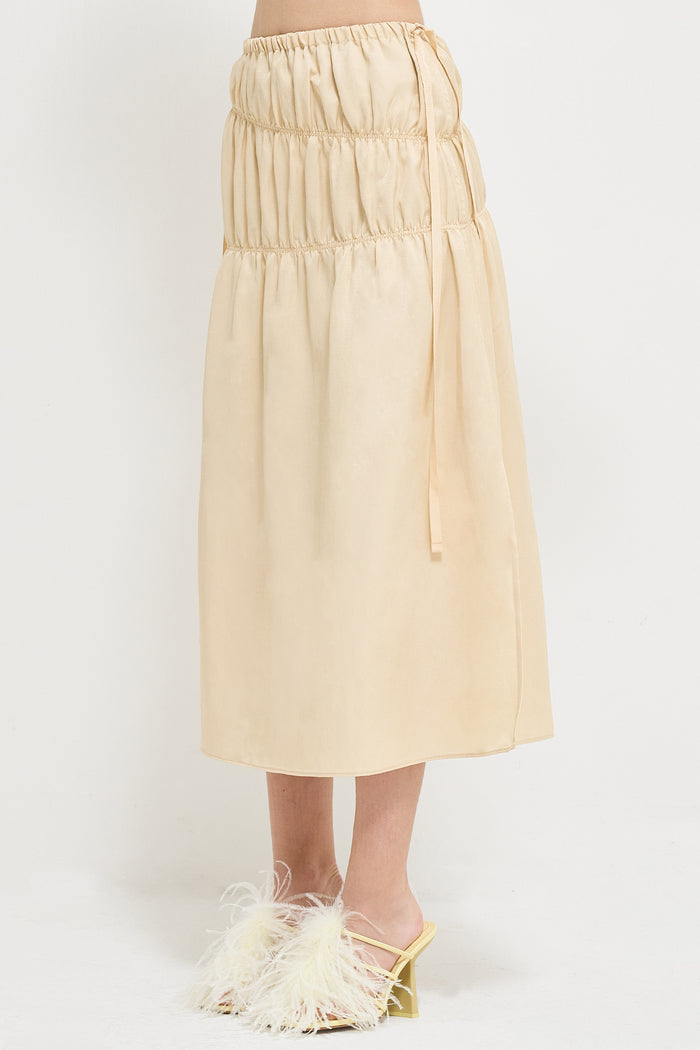 Goen.j Lightweight Ruched Midi Skirt BUTTER