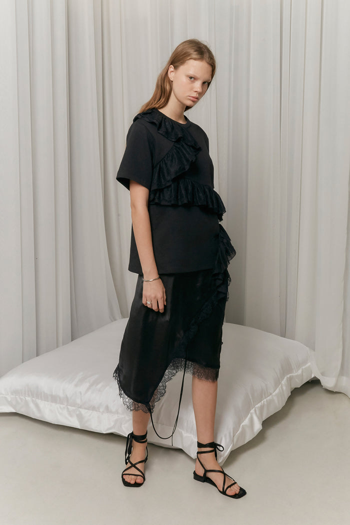 Goen.j Lingerie Motif Charmeuse Skirt IVORY