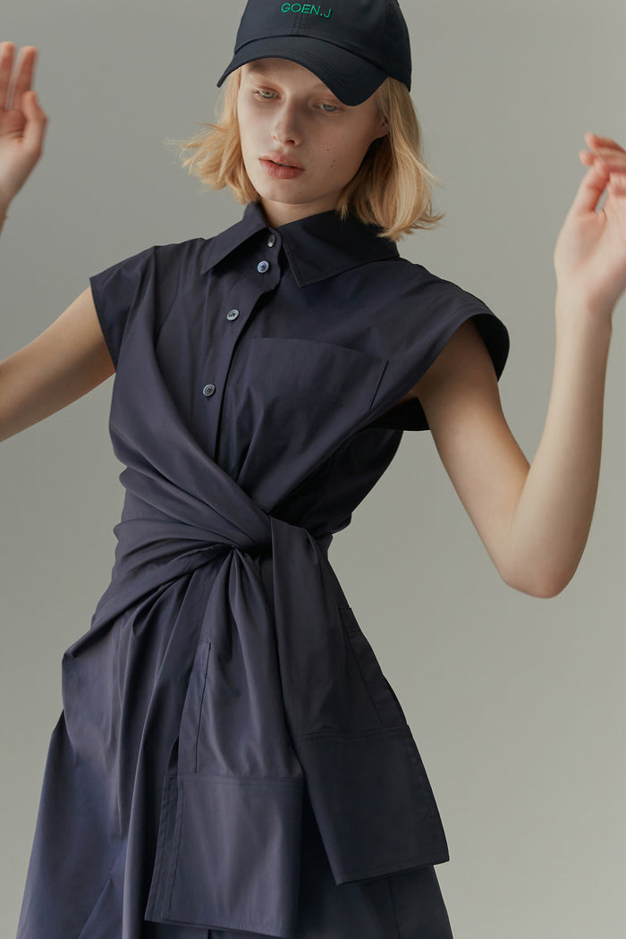 goen.j Logo-embroidered baseball cap Navy