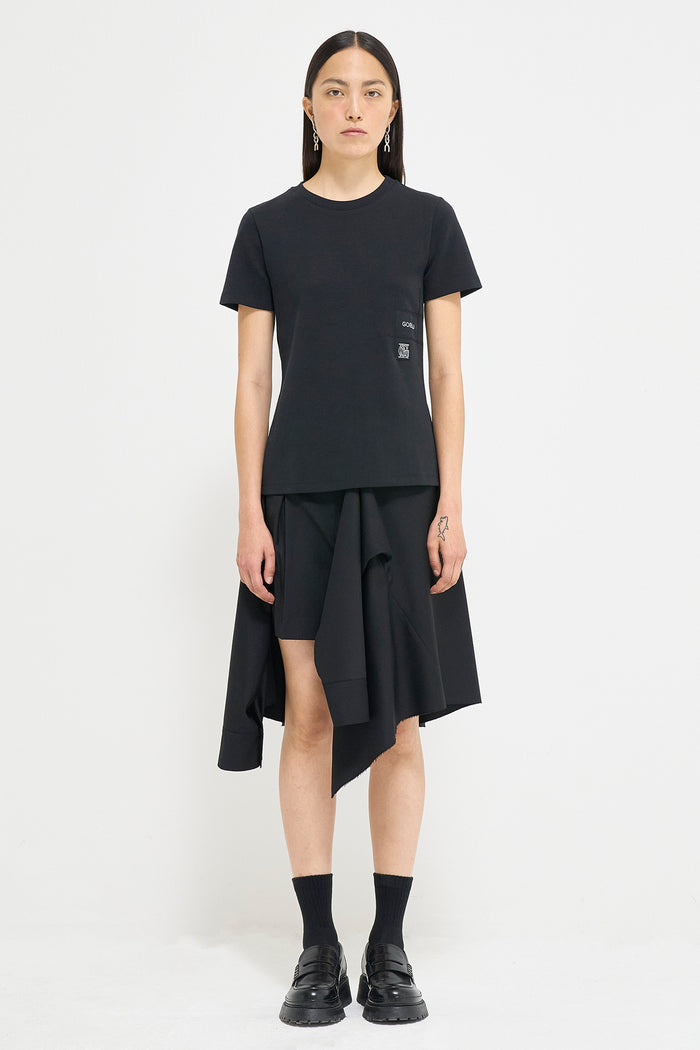 Goen.j Logo-patches Cotton-jersey Top BLACK