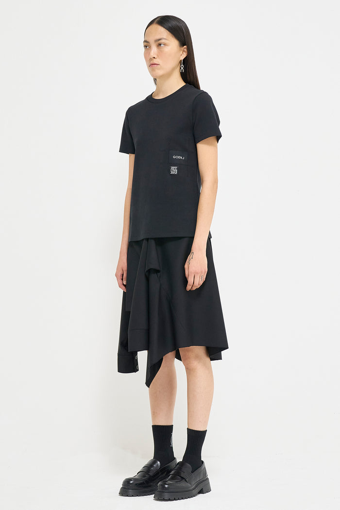 Goen.j Logo-patches Cotton-jersey Top BLACK