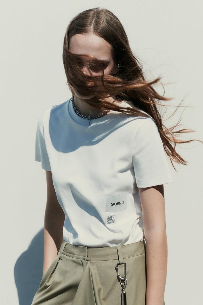 goen.j Logo-patches cotton-jersey top WHITE