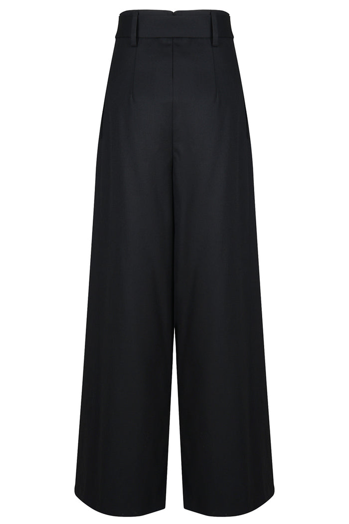 Goen.j Long Wide-leg Paperbag Pants BLACK