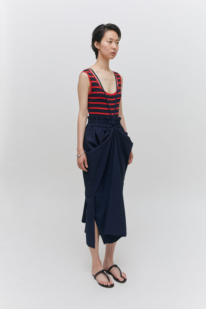 Goen.j Multi-styled Draped Wide Pants NAVY