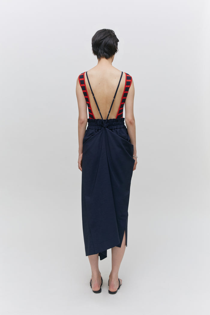 Goen.j Multi-styled Draped Wide Pants NAVY