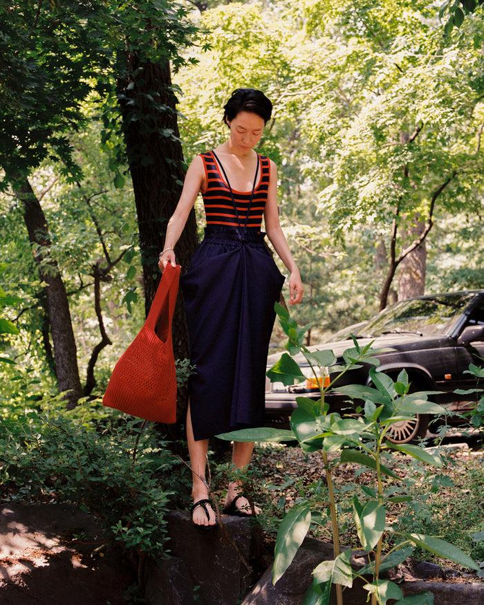 goen.j Multi-styled draped wide pants NAVY