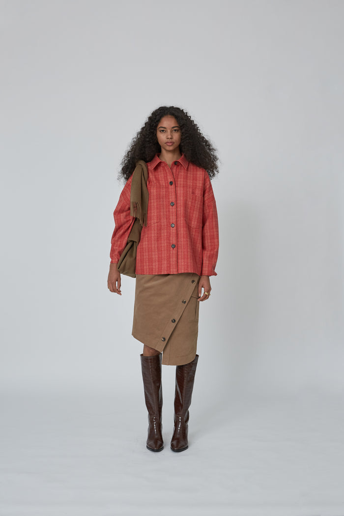 Goen.j Oversized Checked Shirt PINK