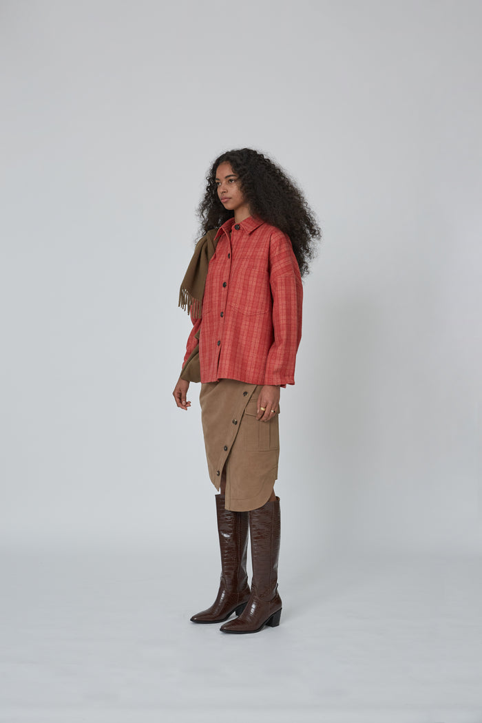 Goen.j Oversized Checked Shirt PINK