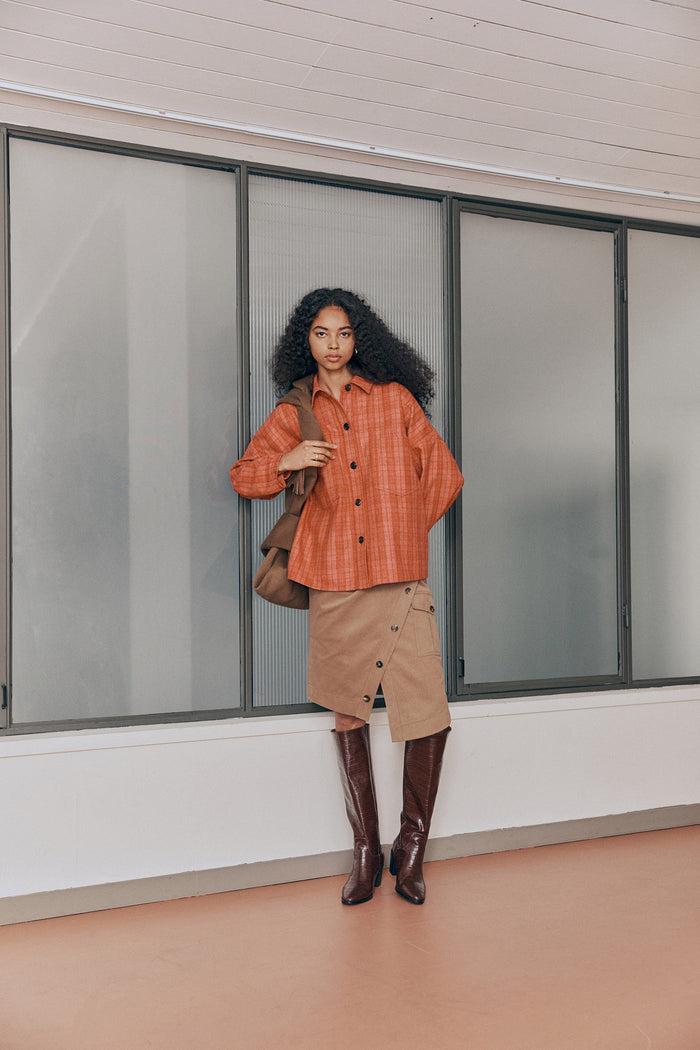 goen.j Oversized checked shirt PINK