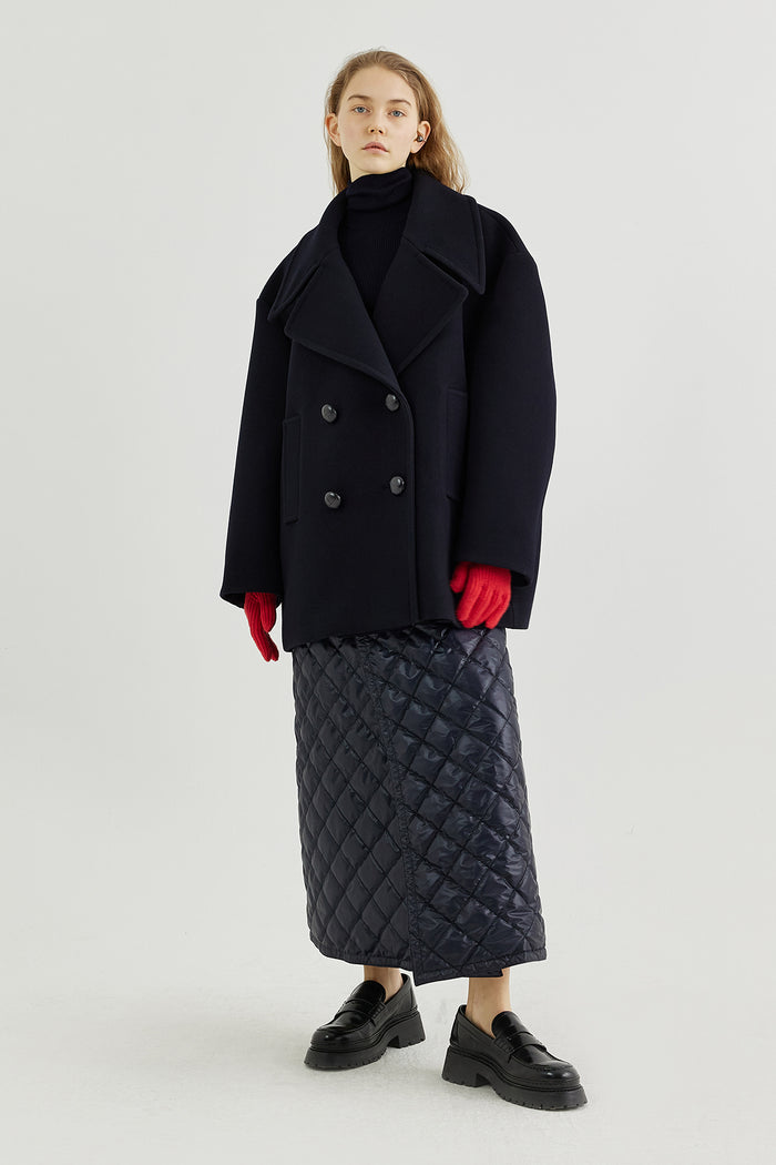 Goen.j Oversized Double-breasted Wool Pea Coat