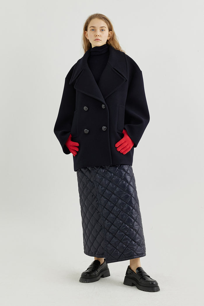 Goen.j Oversized Double-breasted Wool Pea Coat