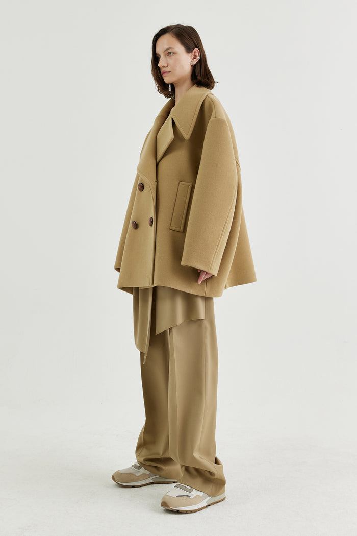 Goen.j Oversized Double-breasted Wool Pea Coat