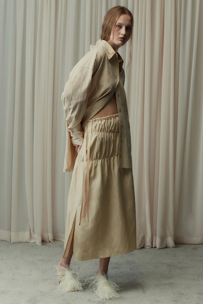 Goen.j Oversized Metallic Striped Shirt BUTTER