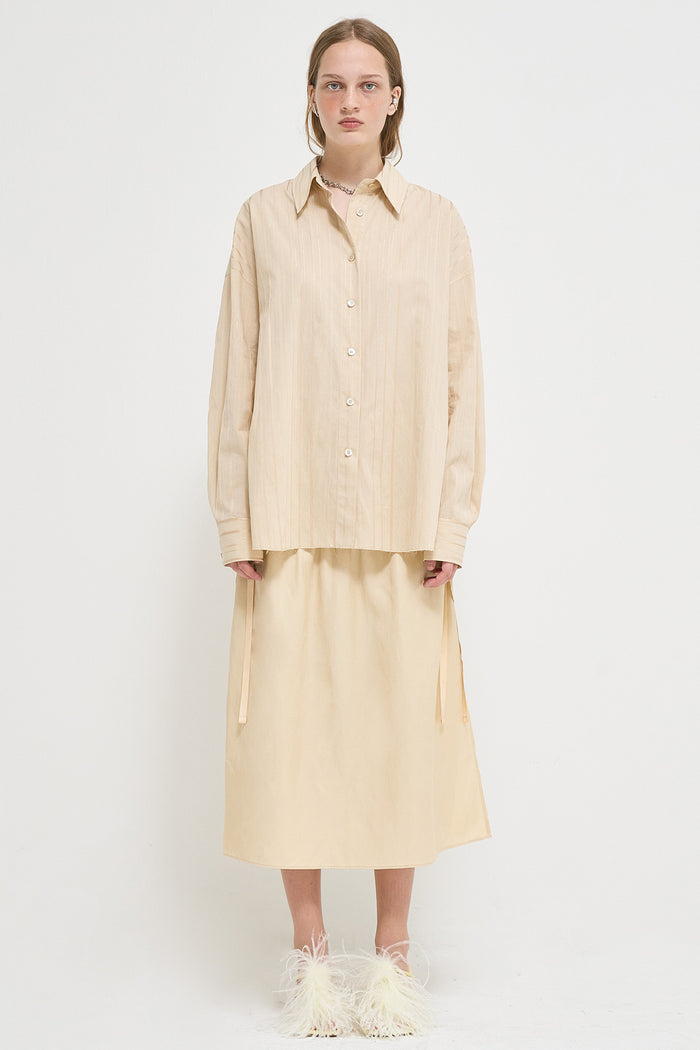 Goen.j Oversized Metallic Striped Shirt BUTTER