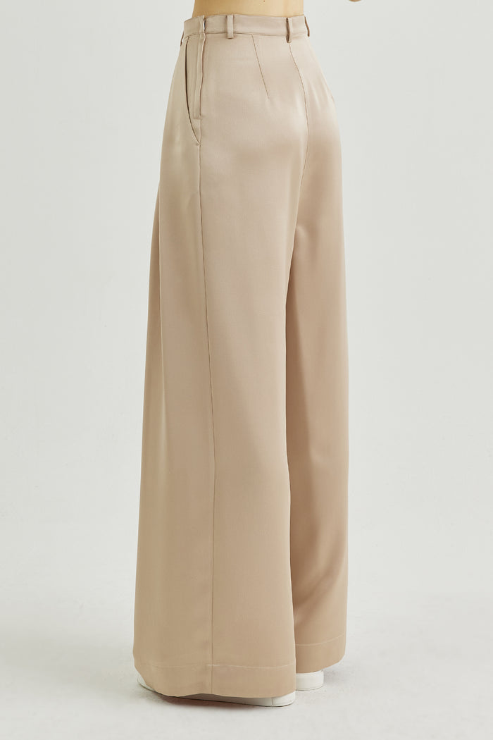 Goen.j Pleated Viscose Wide-leg Pants BEIGE
