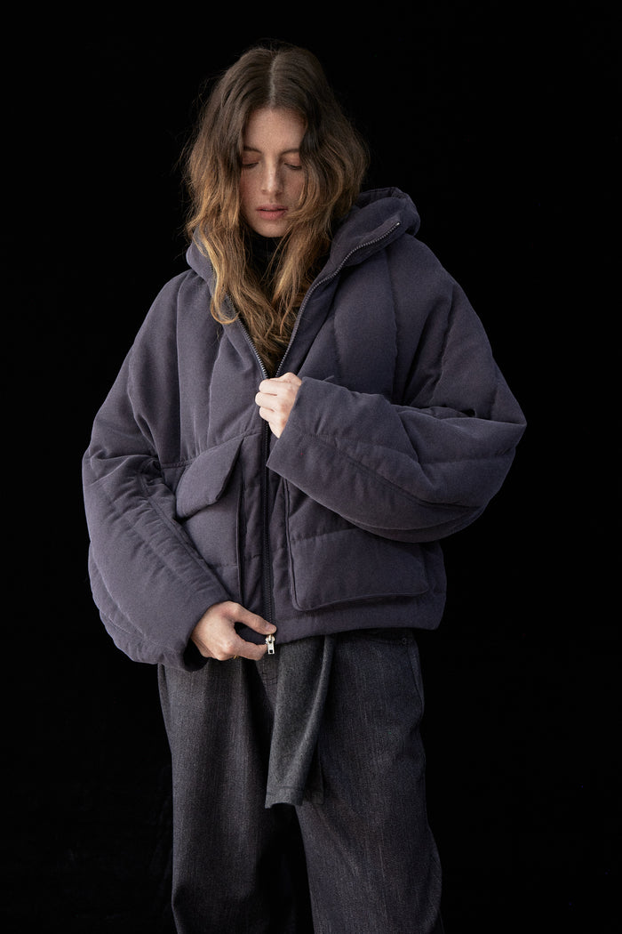 goen.j Quilted hood jacket CHARCOAL