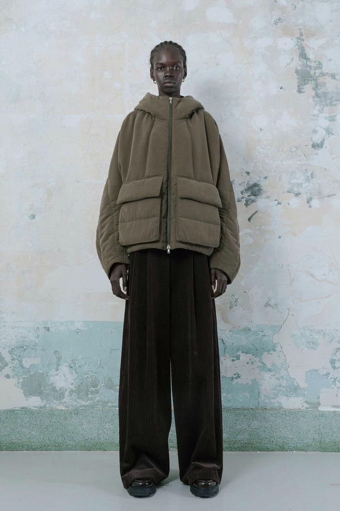 Goen.j Quilted Hood Jacket KHAKI