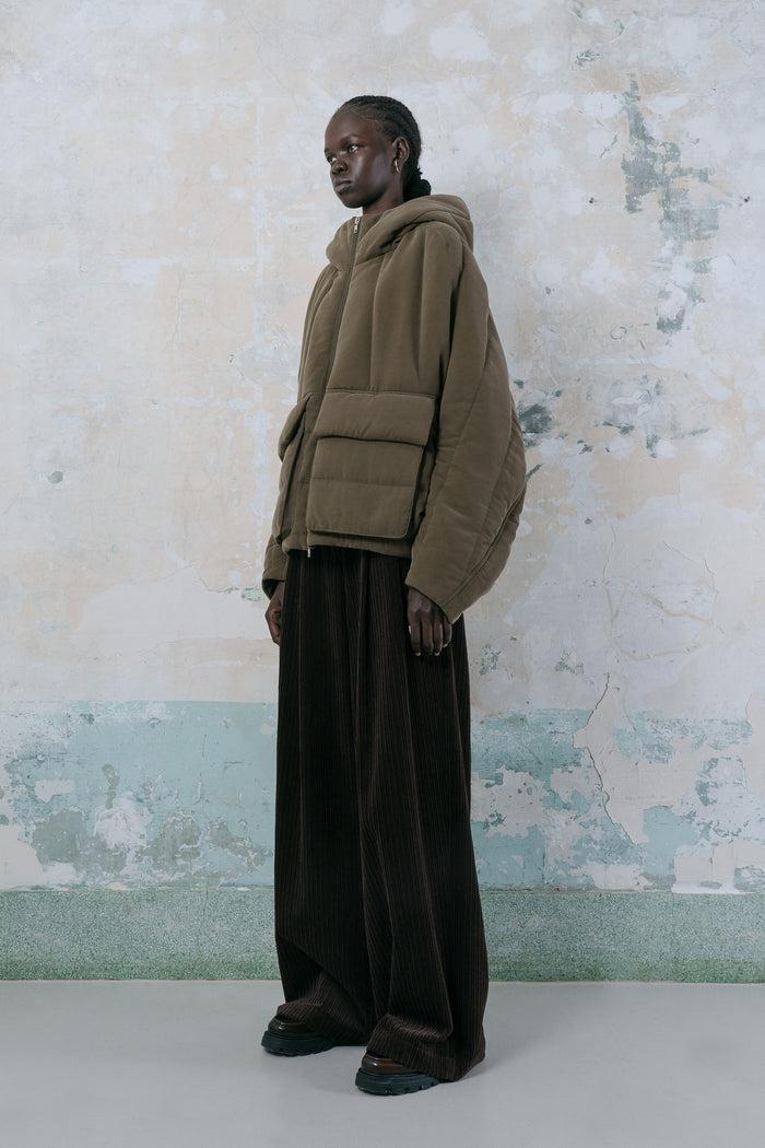 Goen.j Quilted Hood Jacket KHAKI
