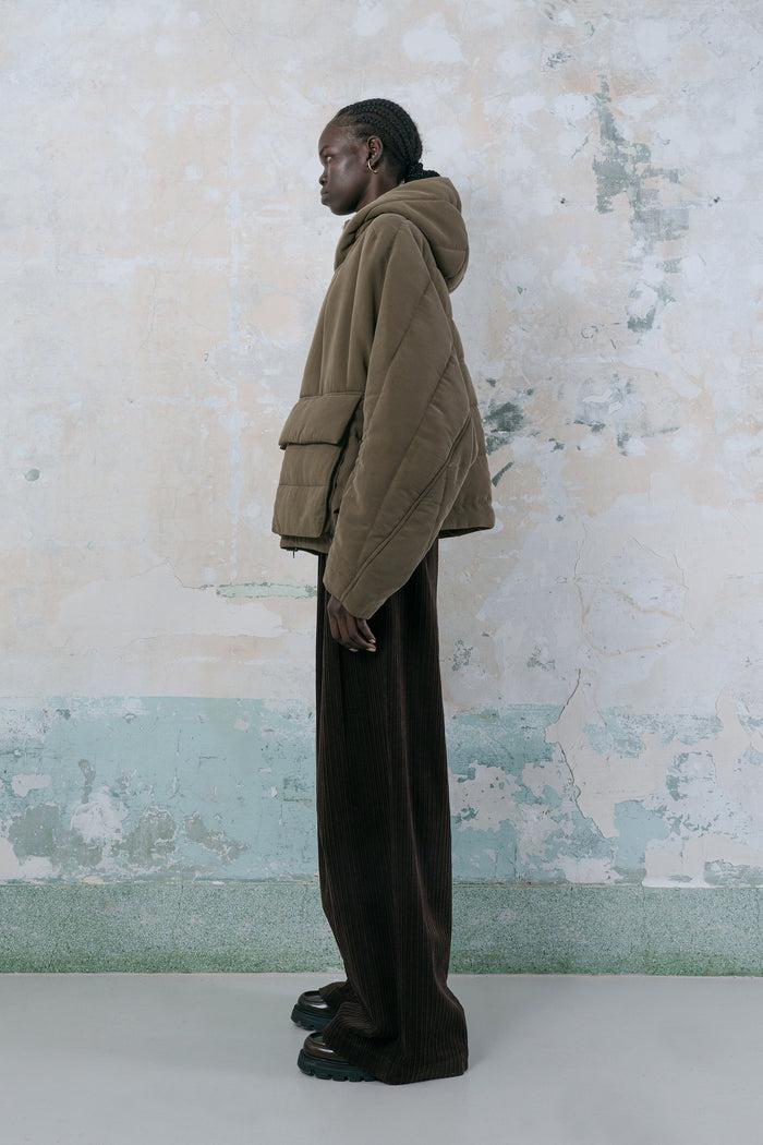 Goen.j Quilted Hood Jacket KHAKI