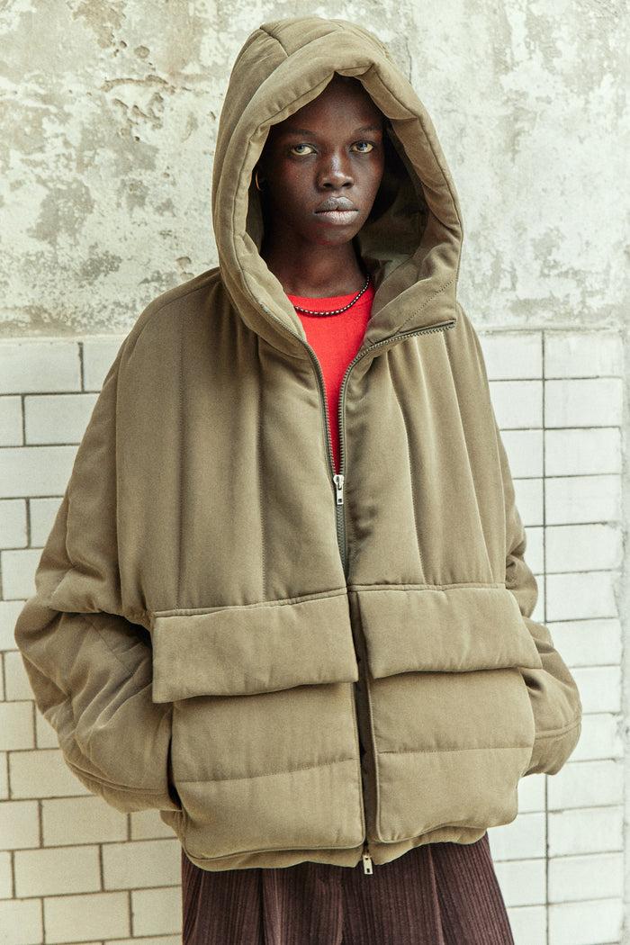 goen.j Quilted hood jacket KHAKI