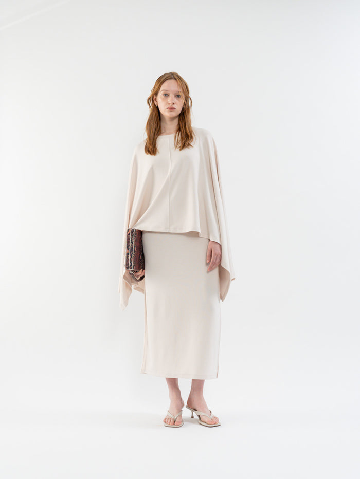 Goen.j Ribbed U-Neck Cape Sleeveless Dress CREAM