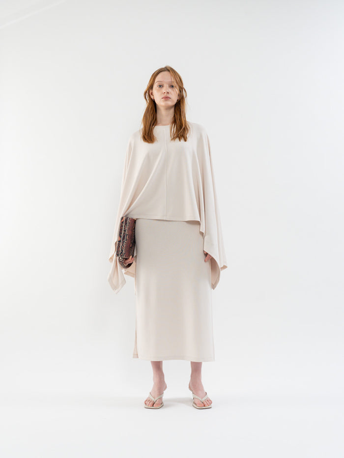 Goen.j Ribbed U-Neck Cape Sleeveless Dress CREAM