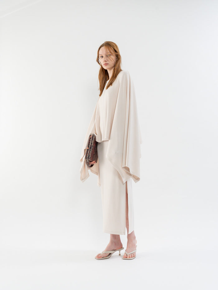 Goen.j Ribbed U-Neck Cape Sleeveless Dress CREAM