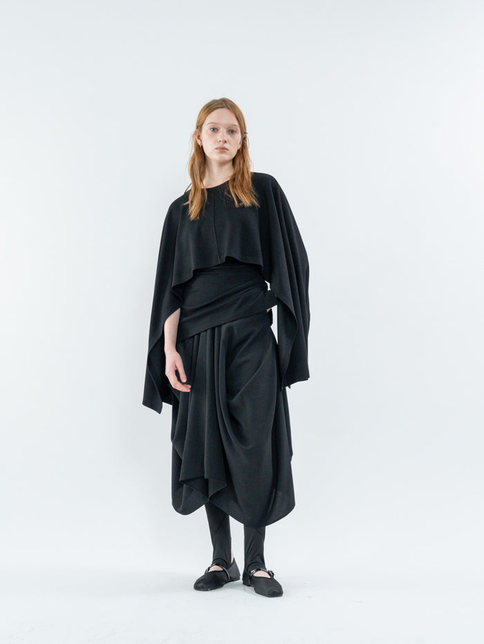 Goen.j Ribbed U-Neck Cape Tank Top BLACK