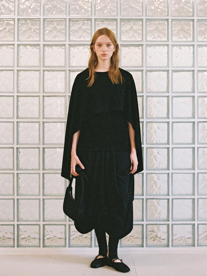 goen.j Ribbed U-Neck Cape Tank Top BLACK