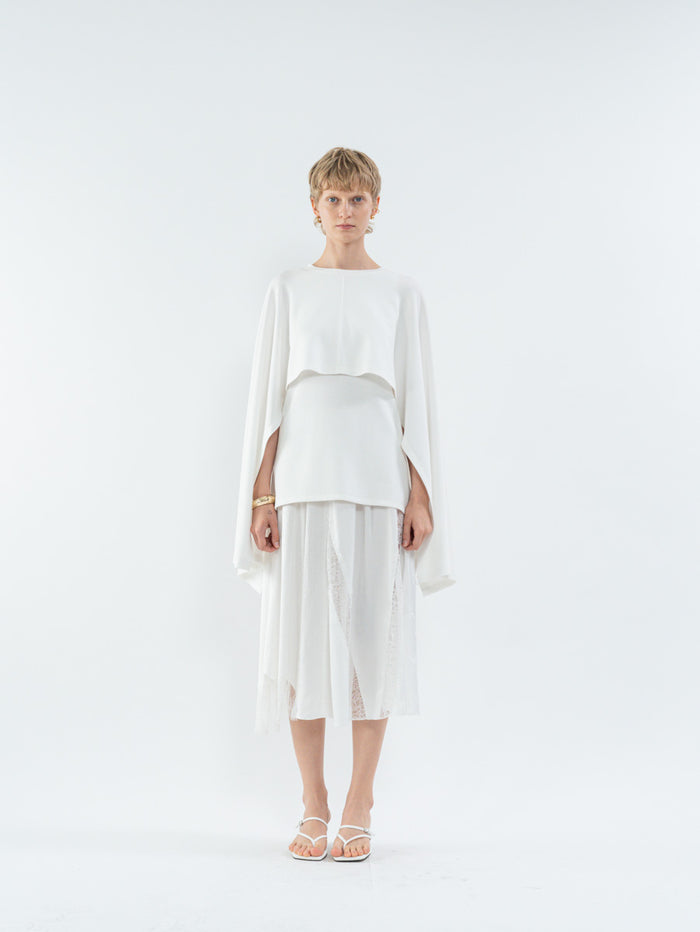 Goen.j Ribbed U-Neck Cape Tank Top IVORY