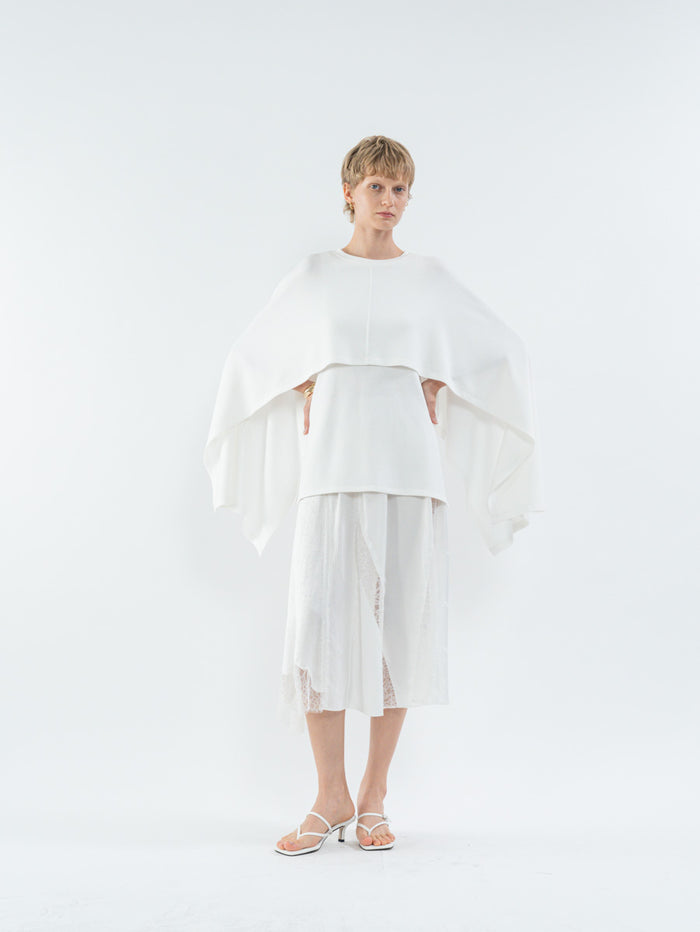 Goen.j Ribbed U-Neck Cape Tank Top IVORY