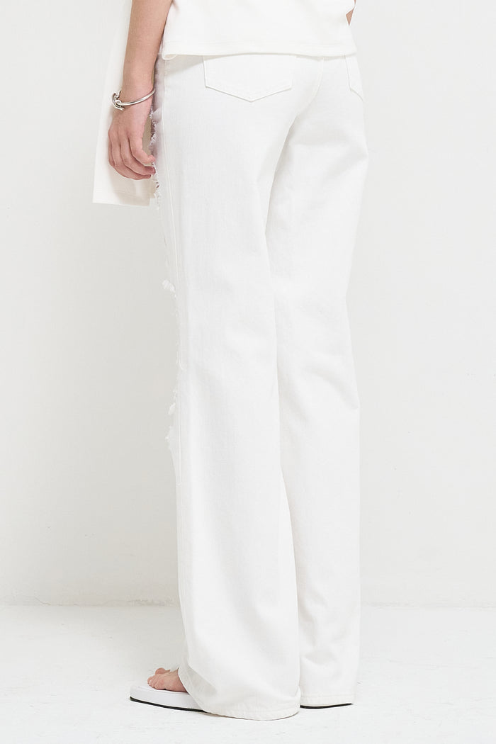 Goen.j Ripped Straight-leg Full Length Jeans WHITE