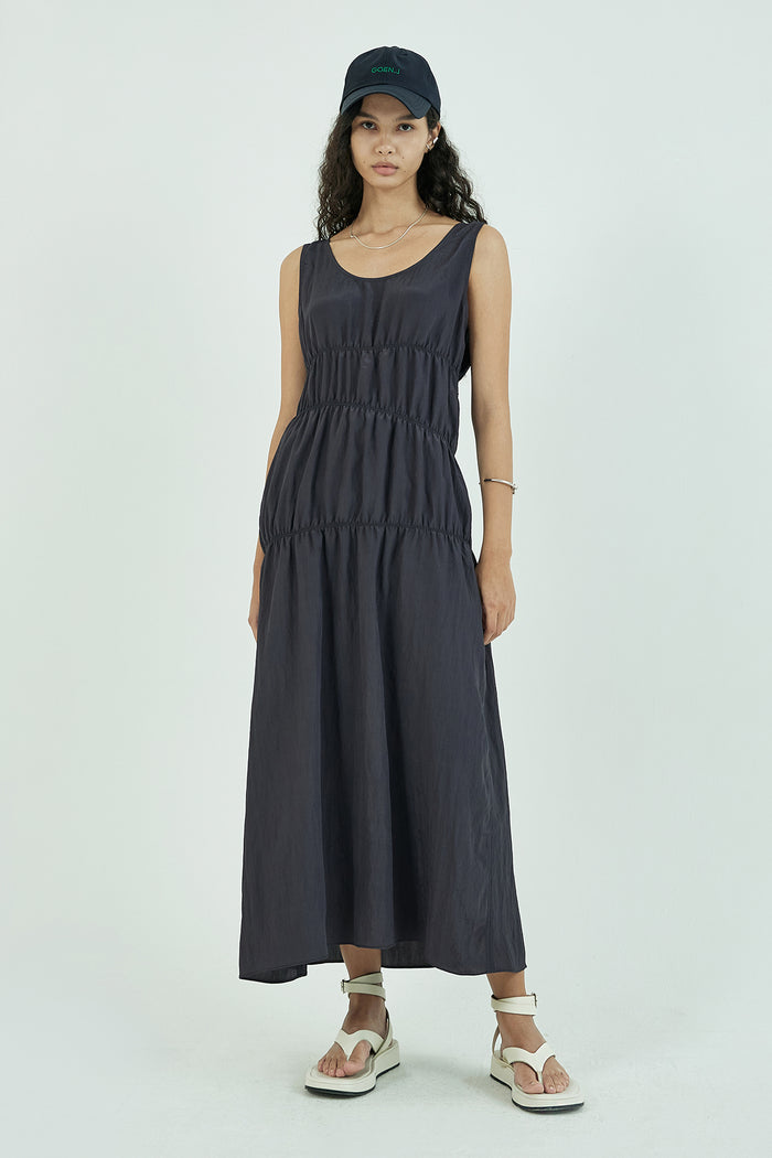 Goen.j Ruched Viscose Sleeveless Maxi Dress