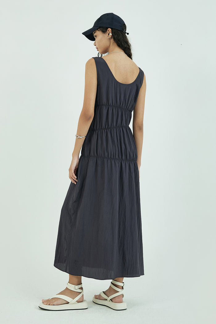Goen.j Ruched Viscose Sleeveless Maxi Dress