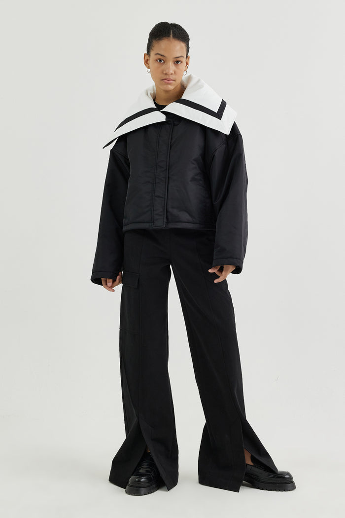 Goen.j Sailor-collar Cropped Padded Jacket