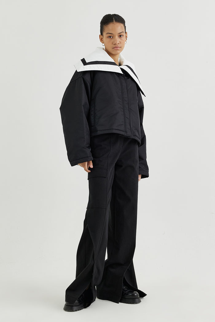 Goen.j Sailor-collar Cropped Padded Jacket