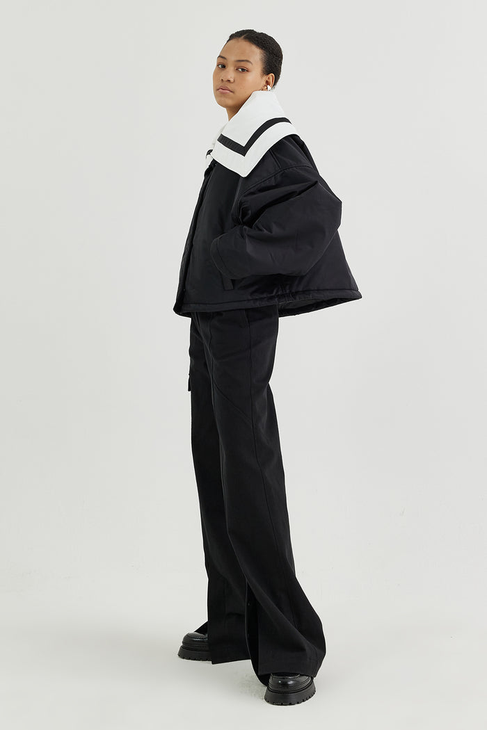 Goen.j Sailor-collar Cropped Padded Jacket