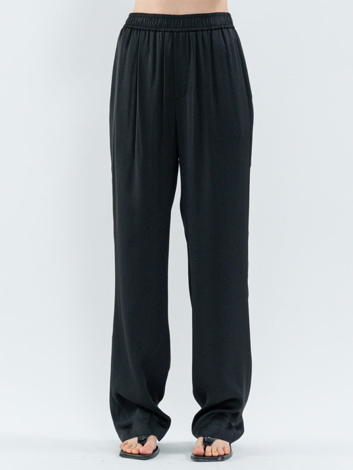 Goen.j Satin Straight Pants BLACK
