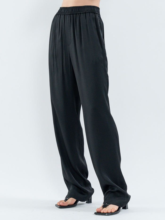Goen.j Satin Straight Pants BLACK