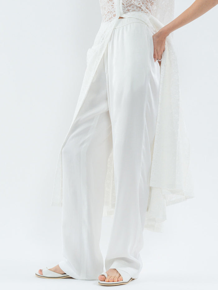 Goen.j Satin Straight Pants IVORY