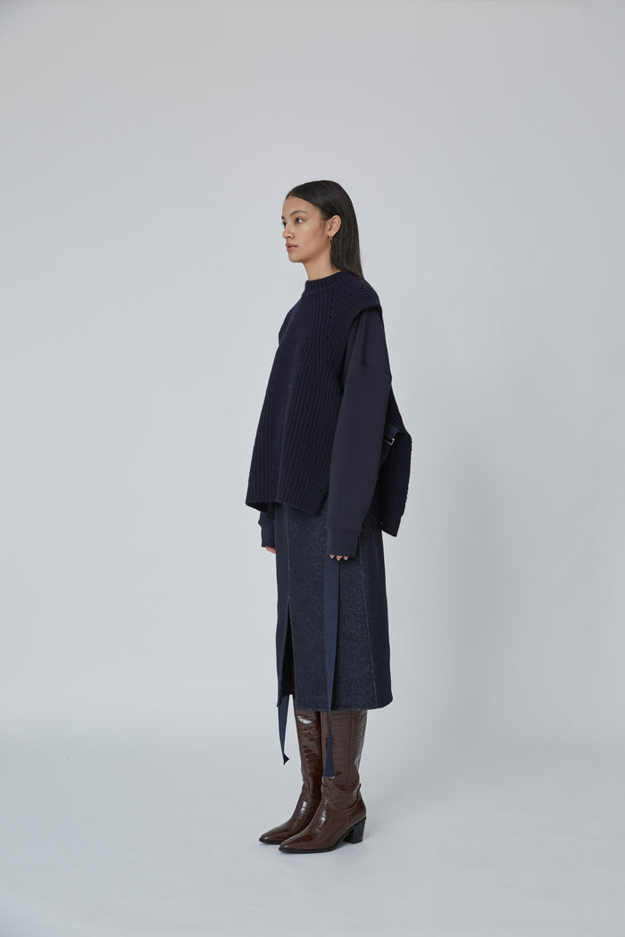 Goen.j Sleeveless Sweater With Side Taps DARK NAVY