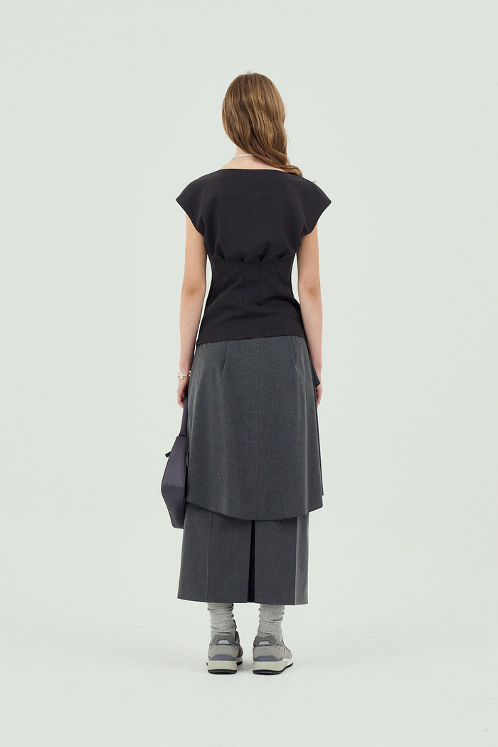 Goen.j Slim Fitted Sleeveless Top CHARCOAL