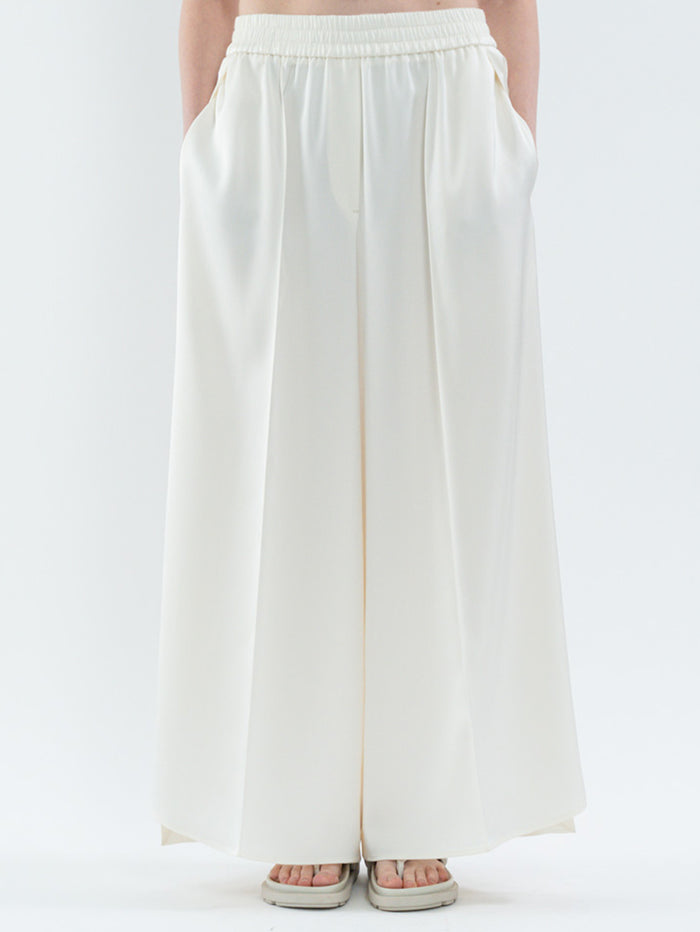Goen.j Slit Wide-Leg Pants With Overlays IVORY