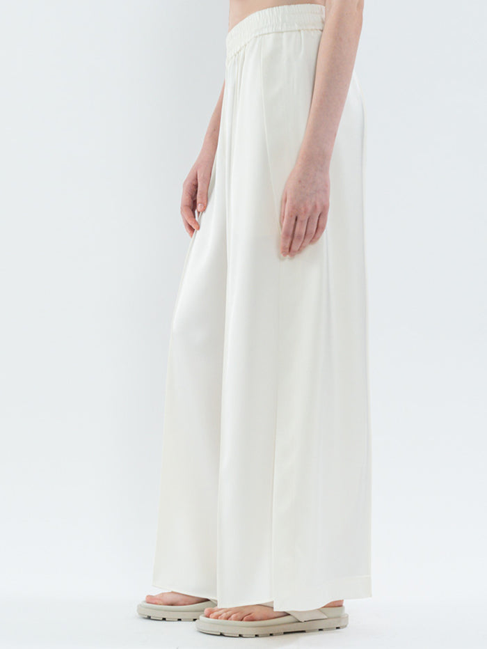 Goen.j Slit Wide-Leg Pants With Overlays IVORY