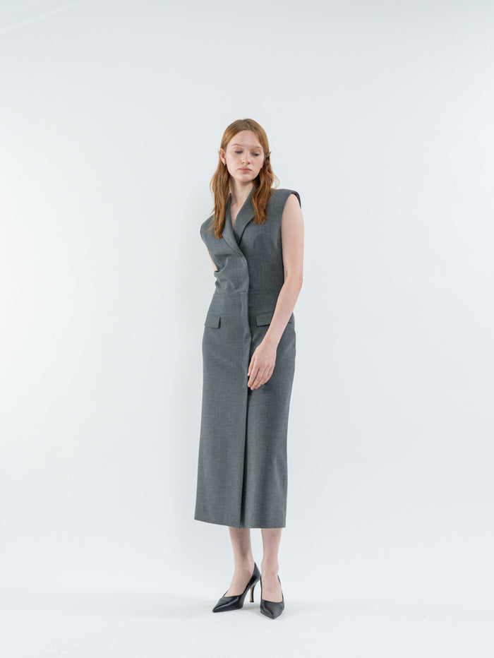 Goen.j Tailored Vest Layer Coat GREY